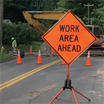 Work Area Ahead Sign Rental, 48^