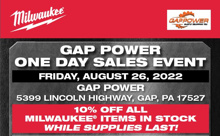 Milwaukee Sales Event @ Gap Power, Friday August 26